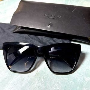 Rag & Bone cat eye sunglasses 1009/S D519O very dark blue with blue temples